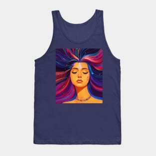 A beautiful girl with a magnificent hairstyle. Tank Top